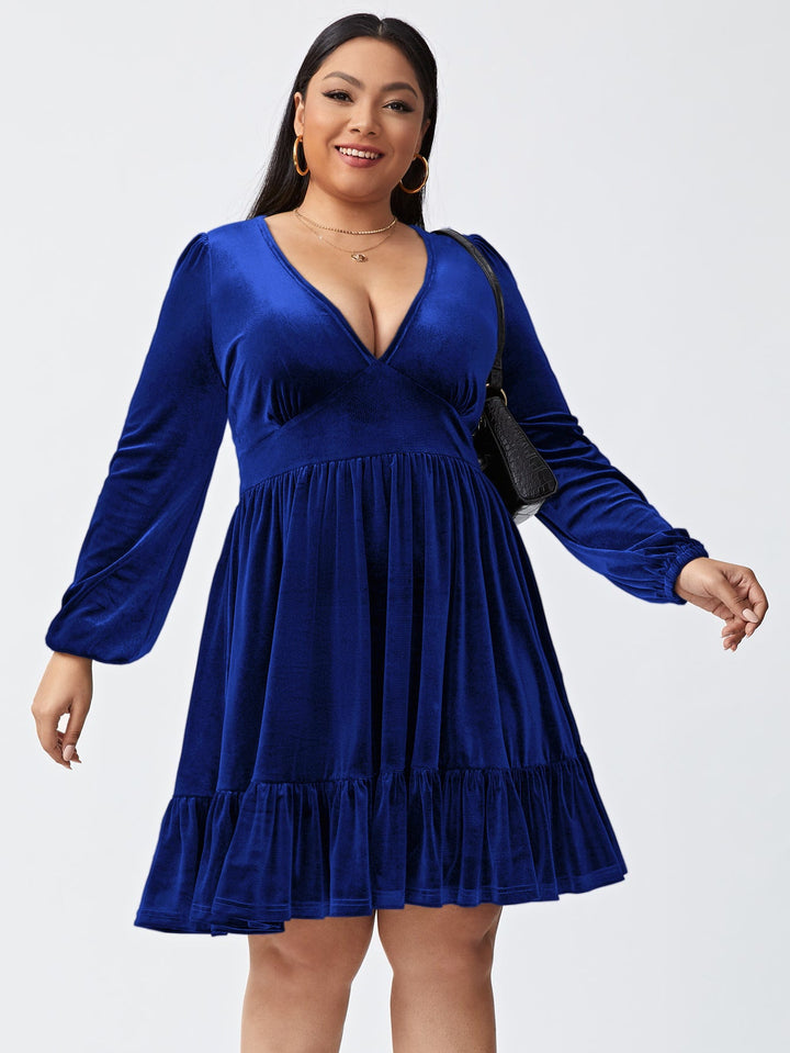 Levoire | Robe en velours Manches longues Robe en velours sexy Bleu