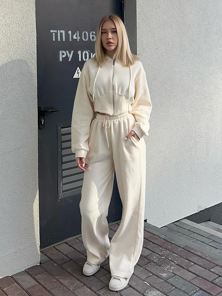 Levoire | Ensemble de sweatshirt à une couleur avec des cordons Abricot