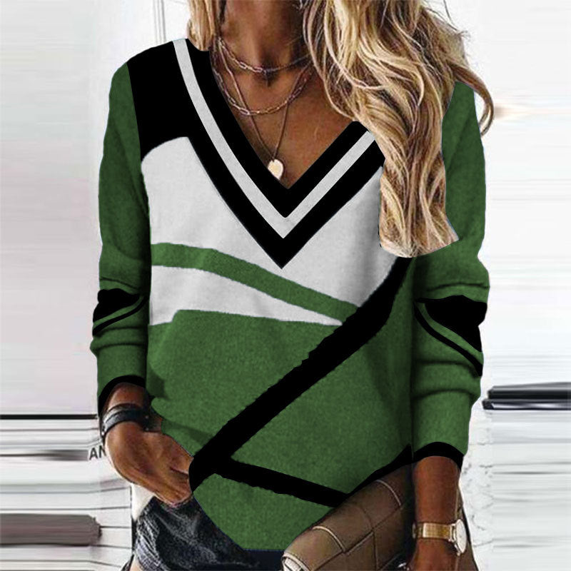 Levoire | Élégant T-shirt à col en V Druck Vert