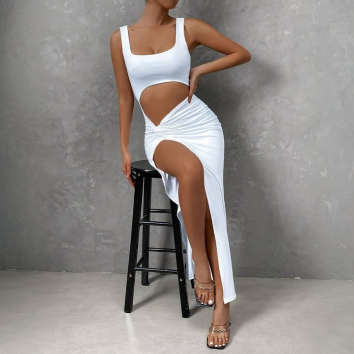 Robe maxi femme à découpes avec design élégant à enveloppe et fente haute Levoire
