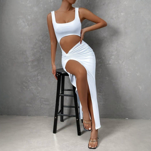 Robe maxi femme à découpes avec design élégant à enveloppe et fente haute Levoire