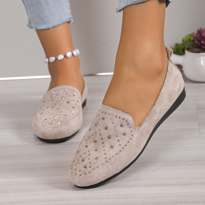 Levoire | Mules Plates Luxueuses Avec Détails En Cristal Pour Femmes Khaki