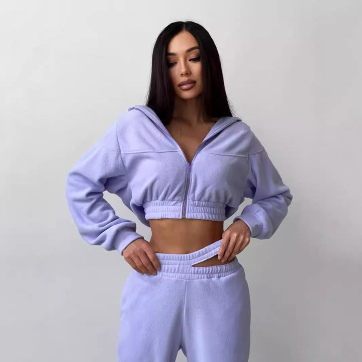 Levoire | Sweat à col rond en polaire chaude Ensemble de pantalon double