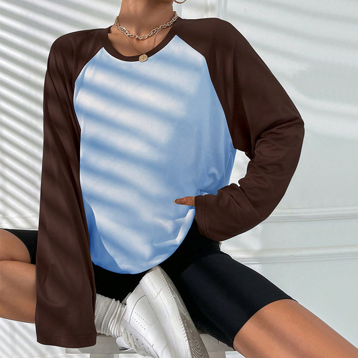 T-shirt à manches longues pour femmes avec une coupe raglan sportive et un design color block tendance Levoire