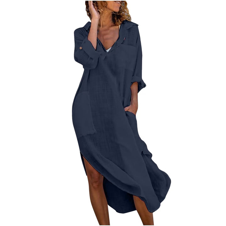Levoire | T-shirt-robe Coton Lin Manches Longues Robe Meriheinä