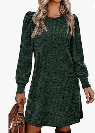 Robe pull femme avec tricot à côtes décontracté et élégantes manches bouffantes Levoire