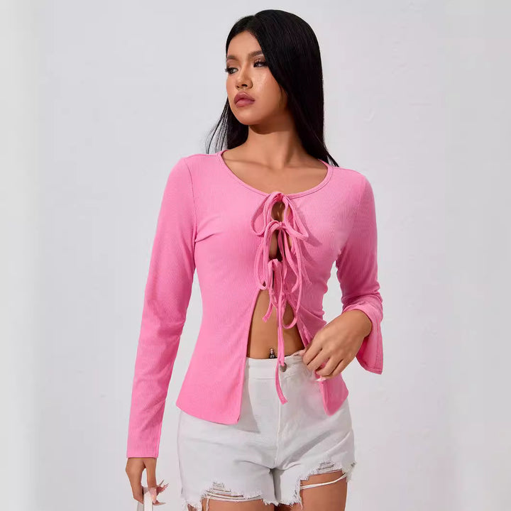 Top à manches longues pour femmes avec un design à laçage ludique Levoire