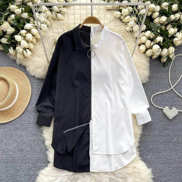 Levoire | Chemise dans des couleurs assorties avec une longueur mi-longue Noir Taille libre