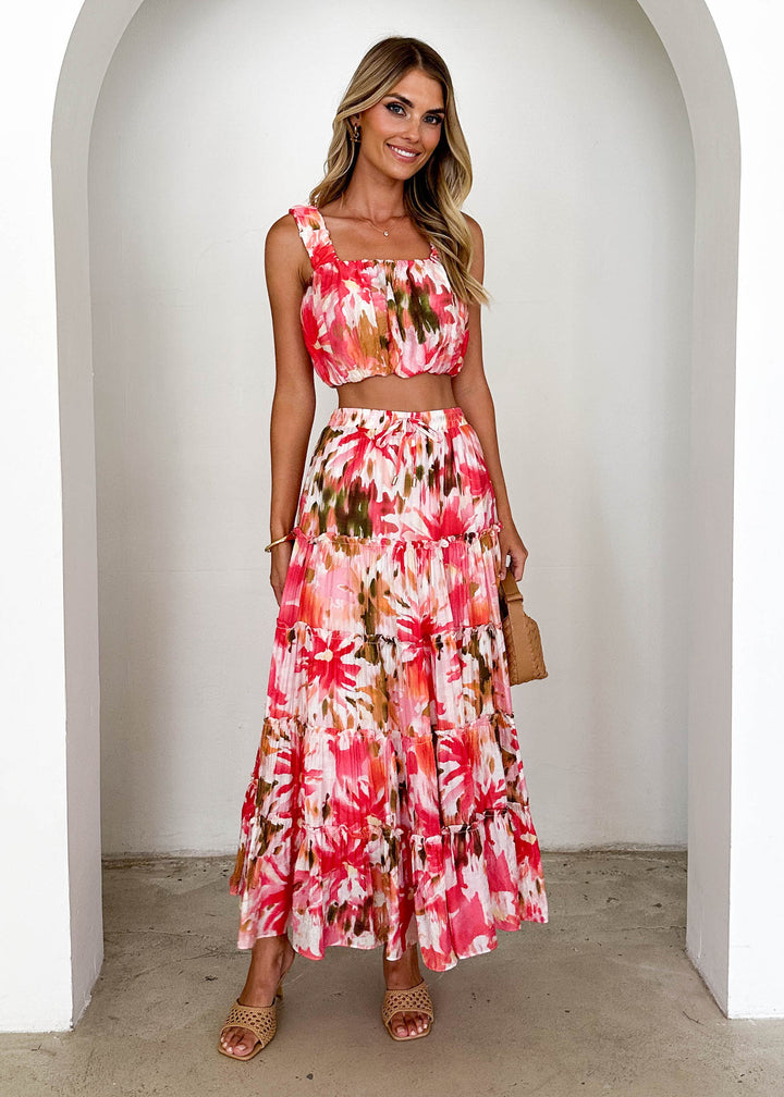 Robe Maxi Femme avec Blouse Aérée et Jupe Volumineuse Levoire