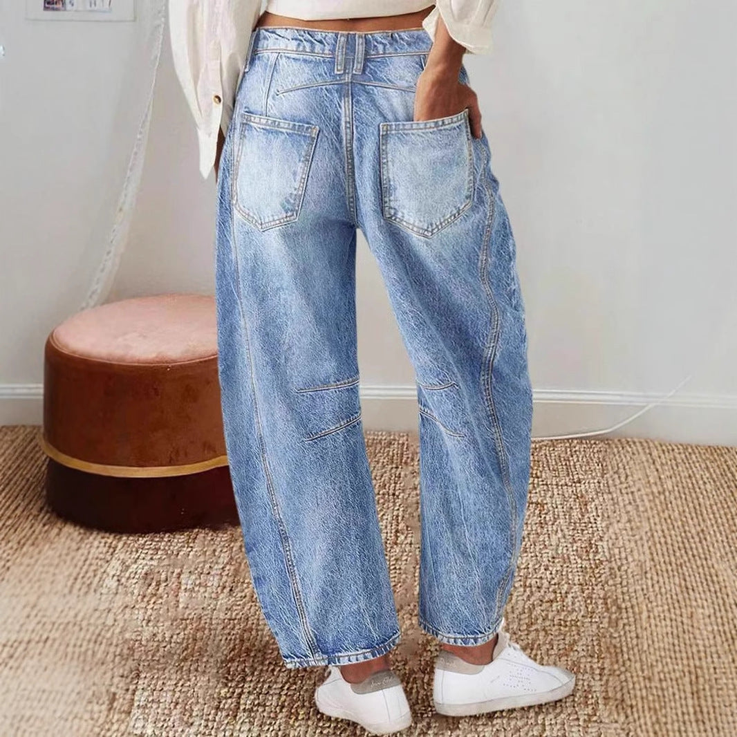 Jean femme ample au look vintage avec ourlet effiloché Levoire