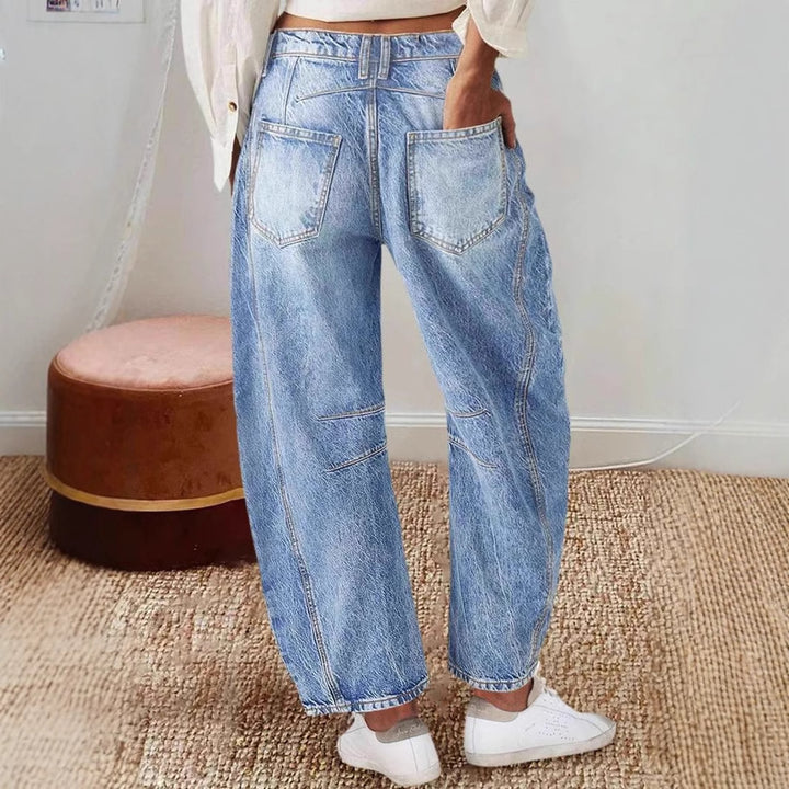Jean femme ample au look vintage avec ourlet effiloché Levoire