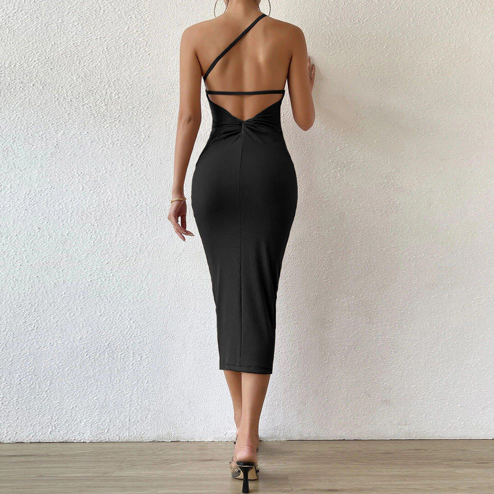Robe midi ajustée pour femmes avec design asymétrique Levoire