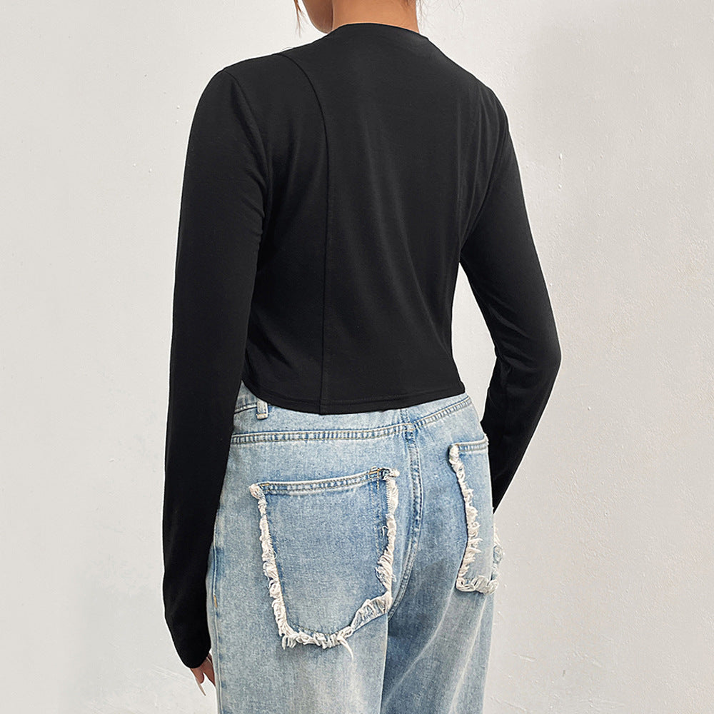 Chemise pour femme raccourcie à manches longues avec patch revendicatif Levoire