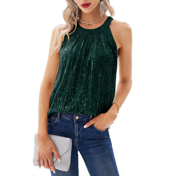 Levoire | Performance Top Col Ronde Sans Manches Vert foncé