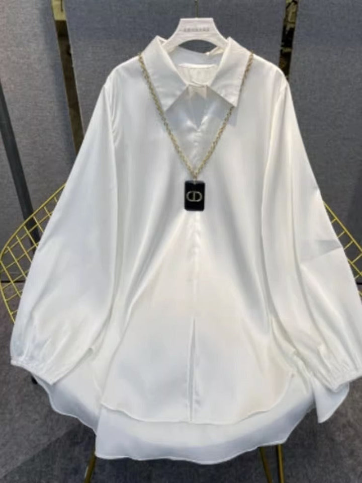 Levoire | Chemise en soie Printemps Nouvelle Chemise en soie décontractée Blanc