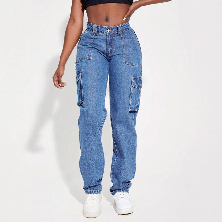 Jean cargo femme avec taille élastique et poches latérales pratiques Levoire