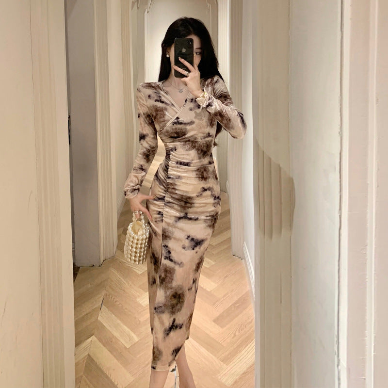 Levoire | Élégant Robe Bodycon en Velours Imprimé