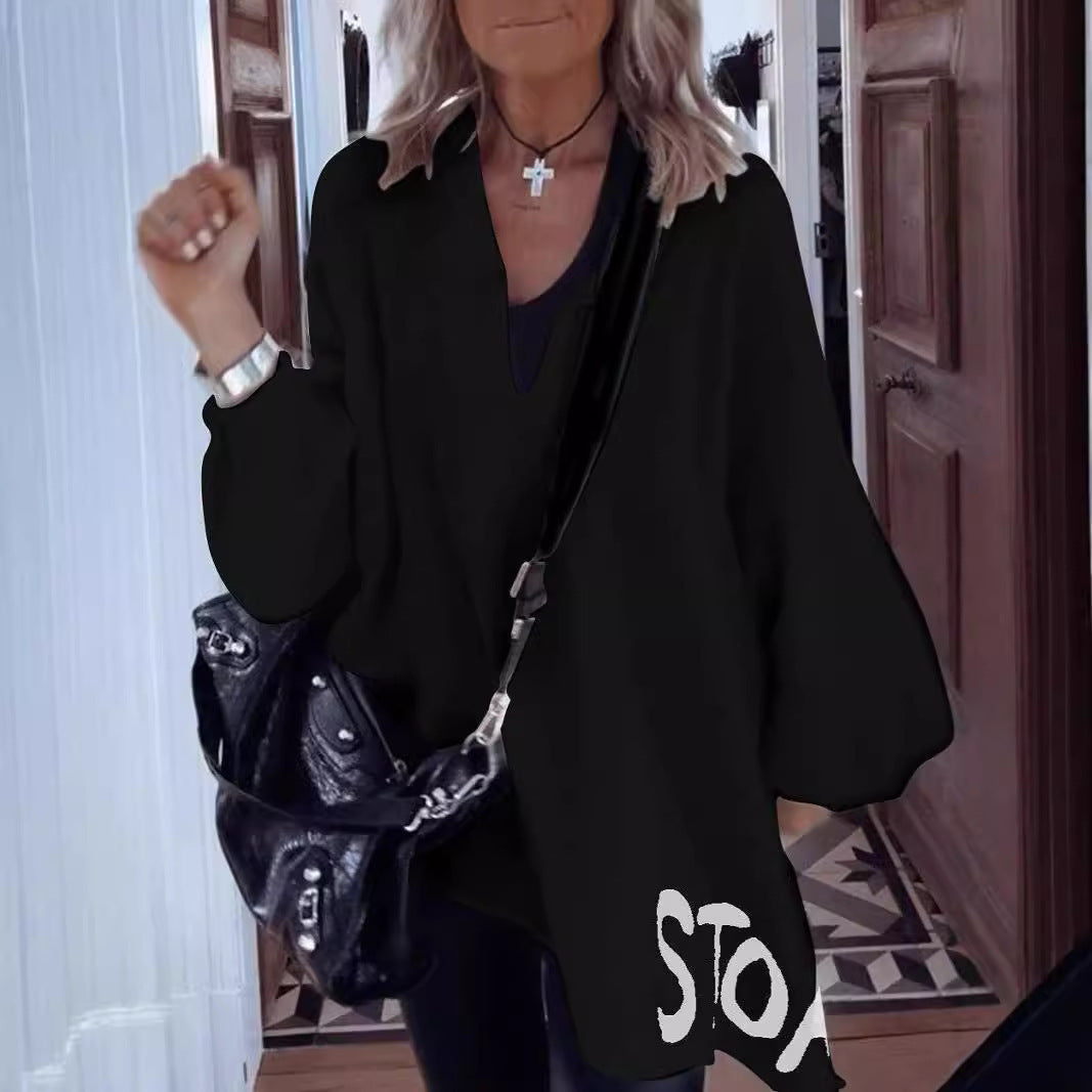 Chemise oversize pour femme avec décolleté V profond et manches volumineuses Levoire