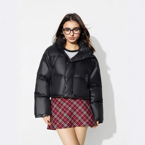Veste en duvet tendance pour femmes avec épaules tombantes et col tendance Levoire