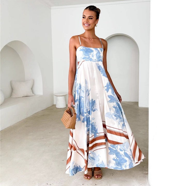 Robe maxi femme avec des bretelles élégantes et des accents floraux Levoire