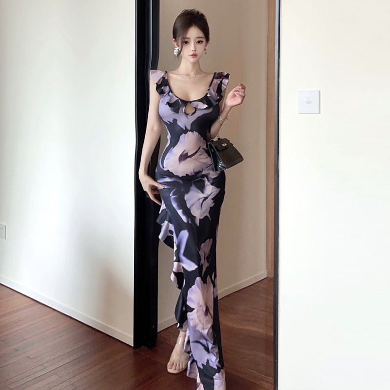 Levoire | robe à volants à encolure à décolleté