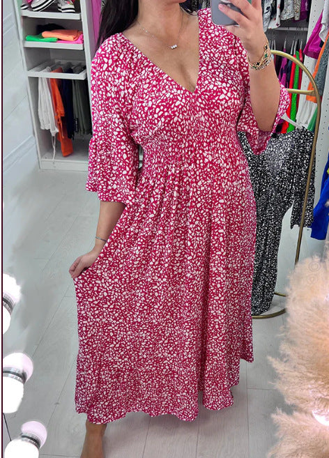 Levoire | Robe Plus Taille Fei V-océan Imprimé Floral Couleur rose