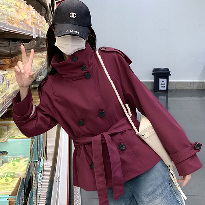 Manteau long élégant pour femmes avec col montant et ceinture ajustable Levoire