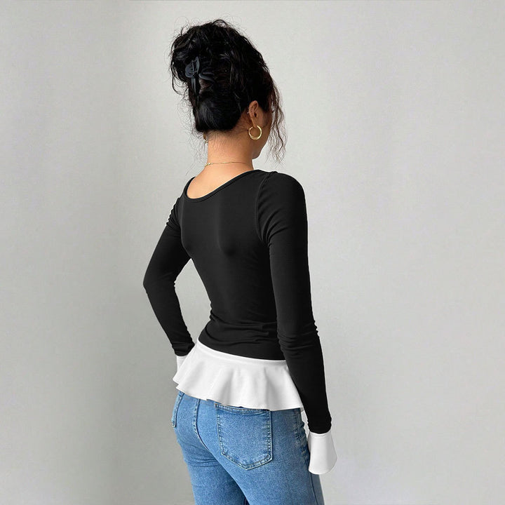 Haut femme hors épaule avec volants à la mode et élément de lien décoratif Levoire