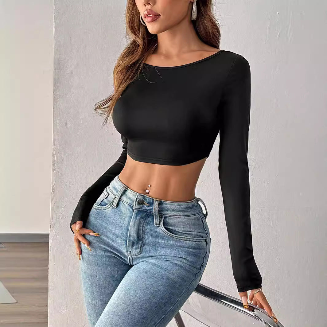 Chemise à manches longues cropped pour femmes au design minimaliste Levoire