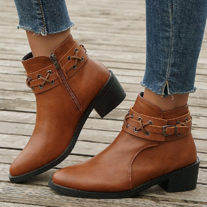 Levoire | Bottes De Vin À Tige Basse À Bout Rond Pour Femmes Braun