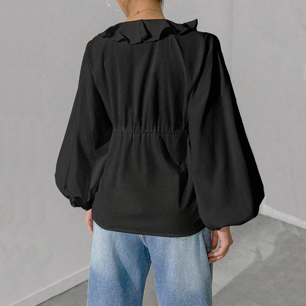 Chemise-blouson pour femme avec des manches volumineuses et des détails en volants Levoire