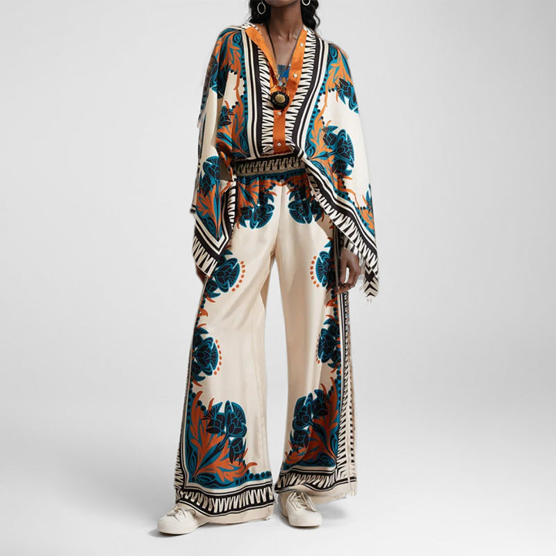 Haut kaftan floral pour femme avec détail de bouton Levoire