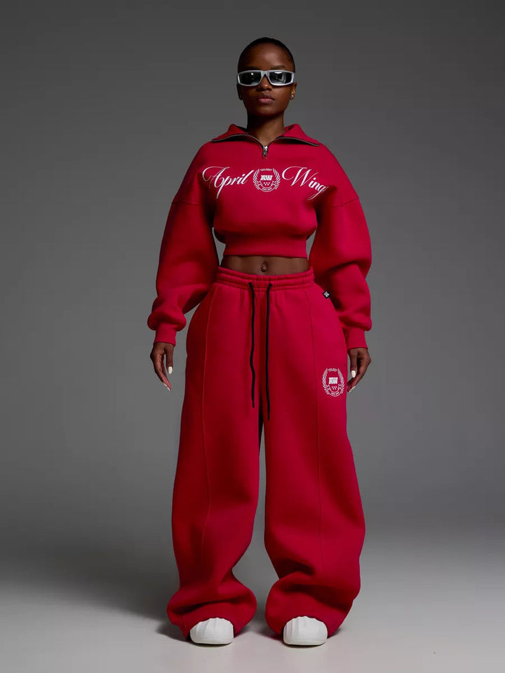 Levoire | Sweatshirt à imprimé tendance Set de pantalon en corde Rot
