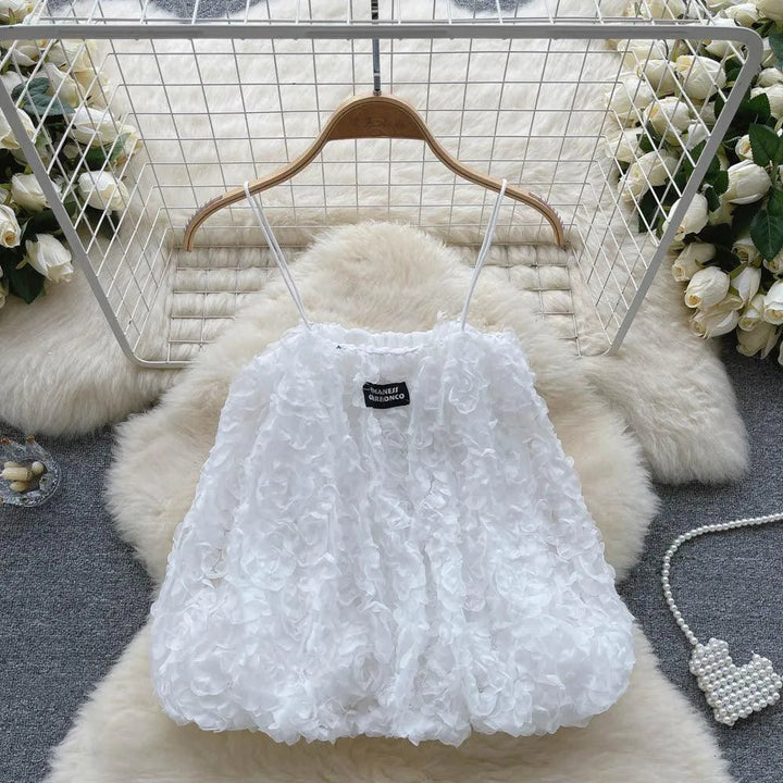 Levoire | Haut court avec des fleurs en 3D