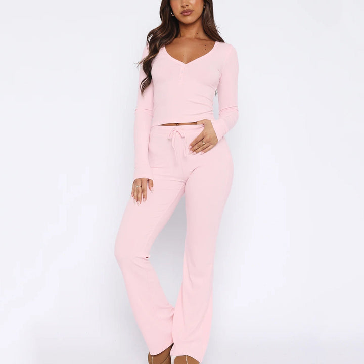Levoire | Top confortable Pantalons longs Ensemble en deux pièces en soie Rosa