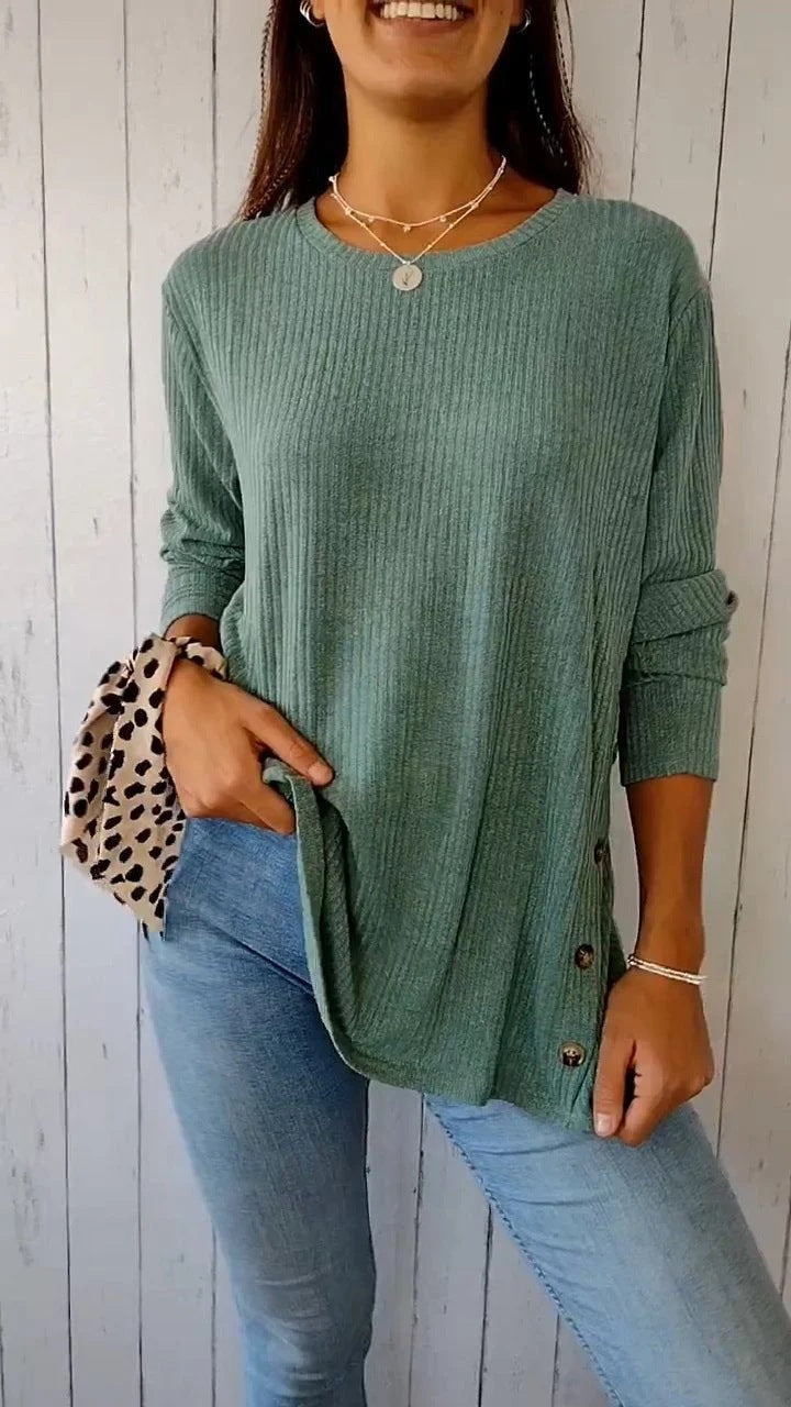 Levoire | Rennokas Col rond - Ribbed - Chemisier à boutons Manches longues Vert