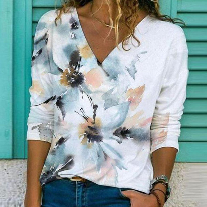 Levoire | Rento Print V-col Vêtements à manches longues T-shirt 13