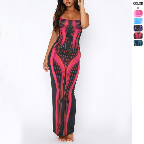 Robe maxi pour femmes avec design graphique et silhouette ajustée Levoire