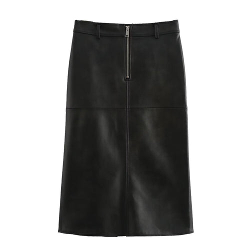 Levoire | Jupe midi en simili cuir légère tendance