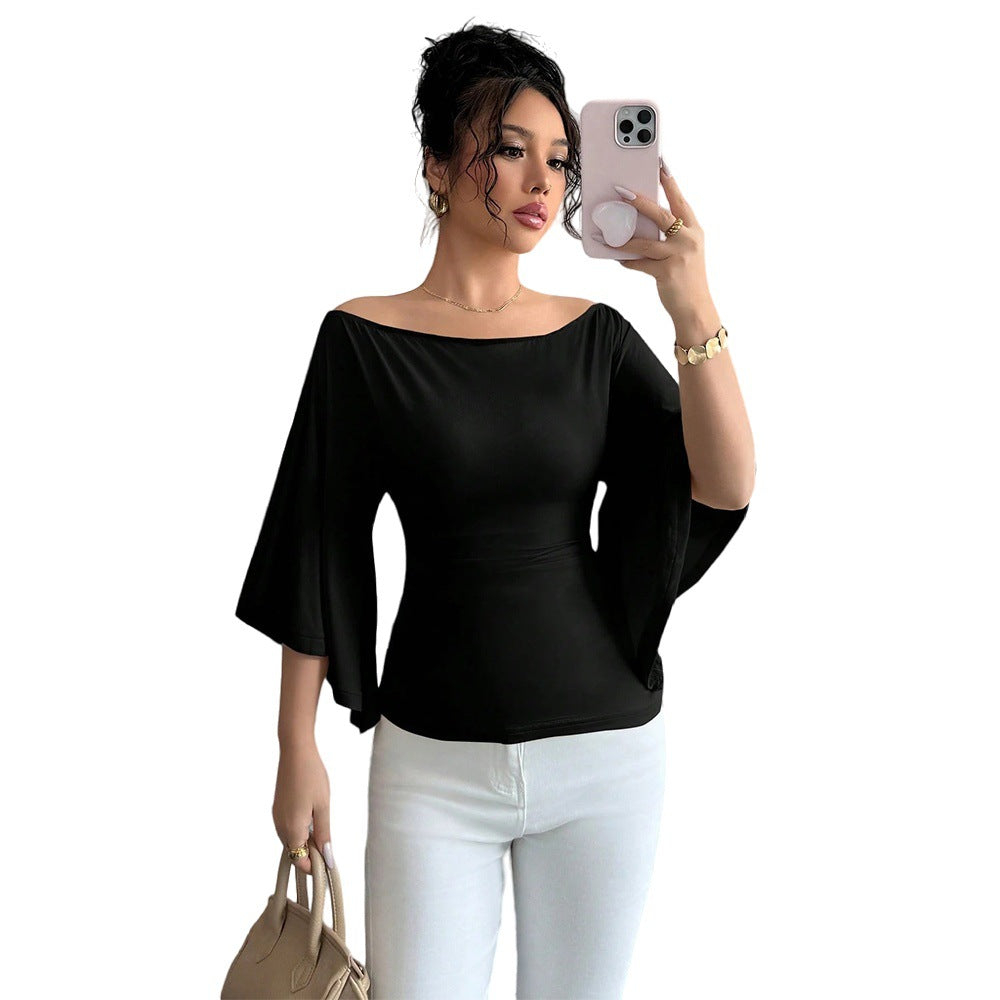Haut élégant femme à épaules dénudées avec manches larges et coupe ajustée Levoire