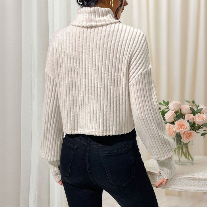 Sweat cropped pour femmes avec col montant et texture côtelée fine Levoire