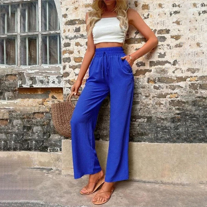 Levoire | Pantalons D'Été Colorés Légers Pour Femmes Avec Jambes Larges Bleu foncé