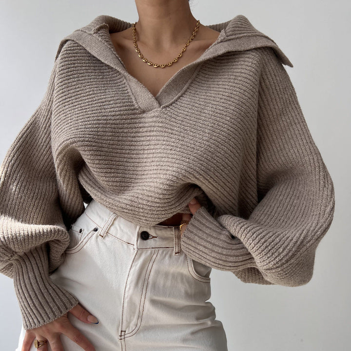 Levoire | Pull à col en tricot élégant Khaki
