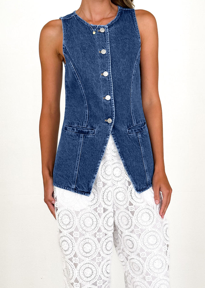 Gilet en denim pour femmes avec coupe ajustée et détails boutonnés Levoire