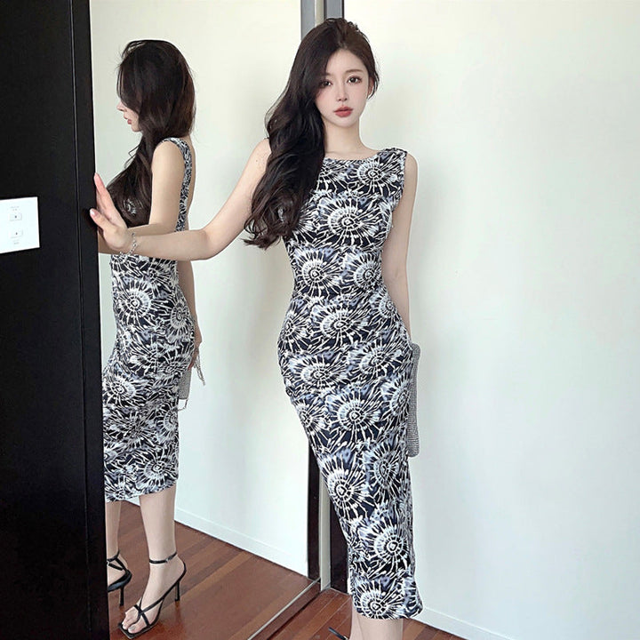 Levoire | Robe imprimée Dos imprimé Robe moulante Couleur de l'image