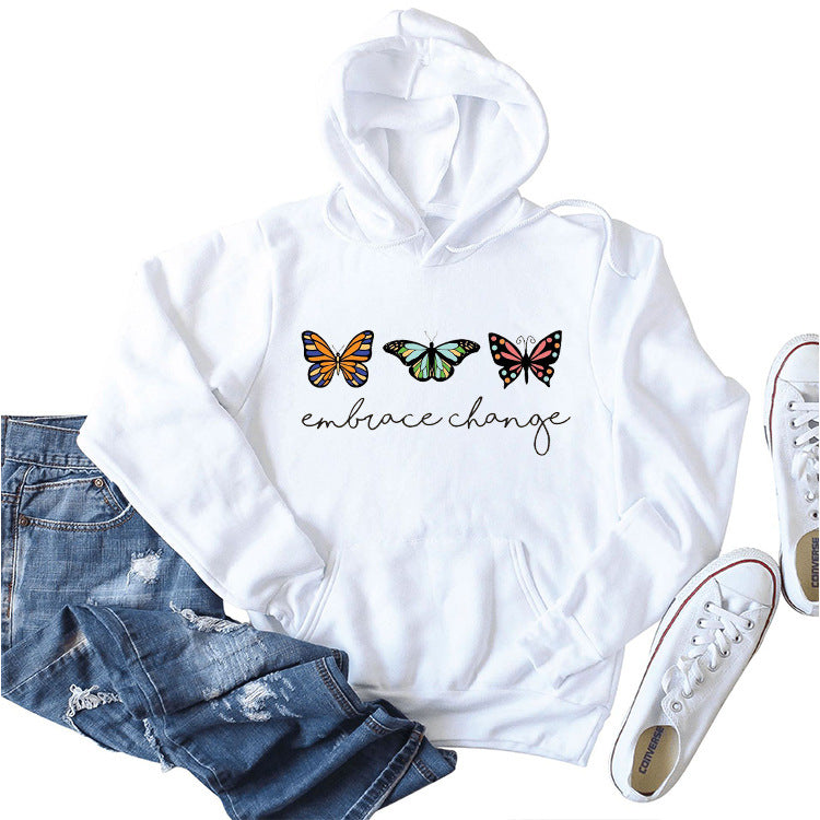 Sweat à capuche pour femmes avec motif de papillon inspirant et message motivant Levoire
