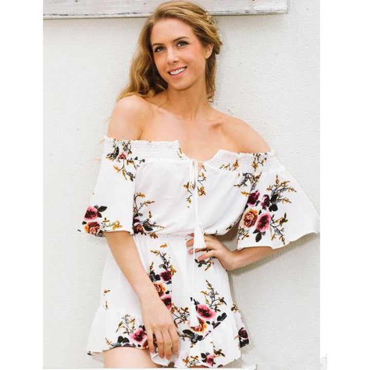 Combinaison femme sans épaule avec design floral et détails volantés Levoire
