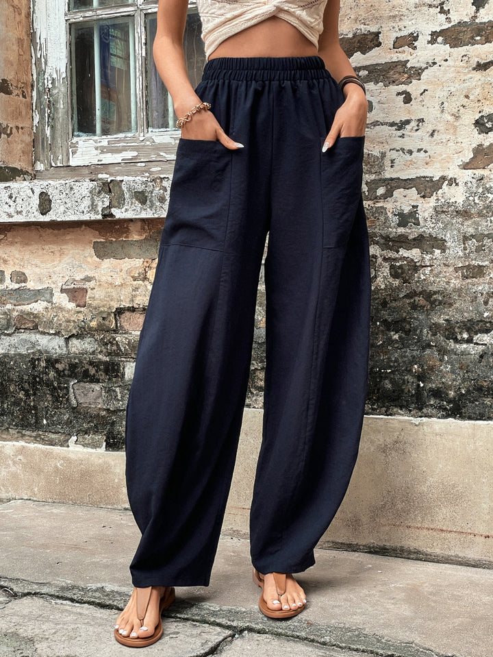 Pantalons larges harem décontractés pour femmes avec taille élastique et poches pratiques Levoire