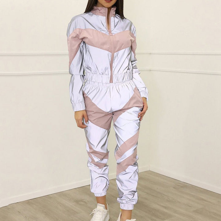 Ensemble de survêtement pour femmes avec un design à blocs de couleur tendance et une taille élastique Levoire