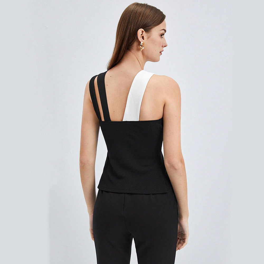 Haut asymétrique pour femmes avec un design élégant enroulé et de fins volants Levoire